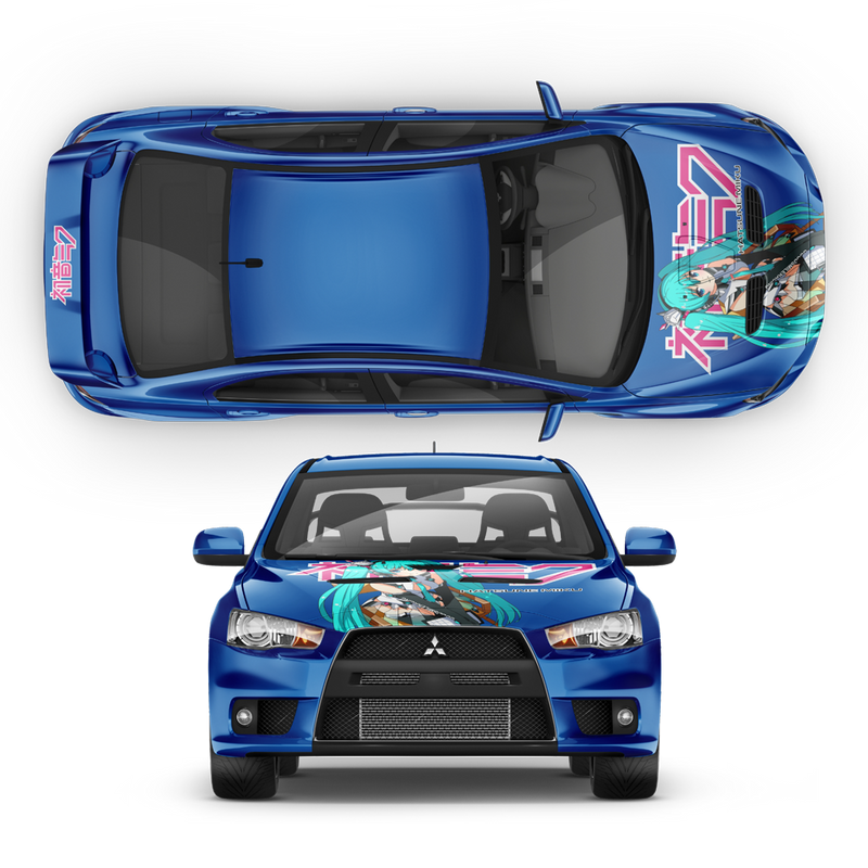 Itasha Hatsune Miku (VOCALOID) Anime Style Graphic, for Any Car Hood Decals - autodesign.shop