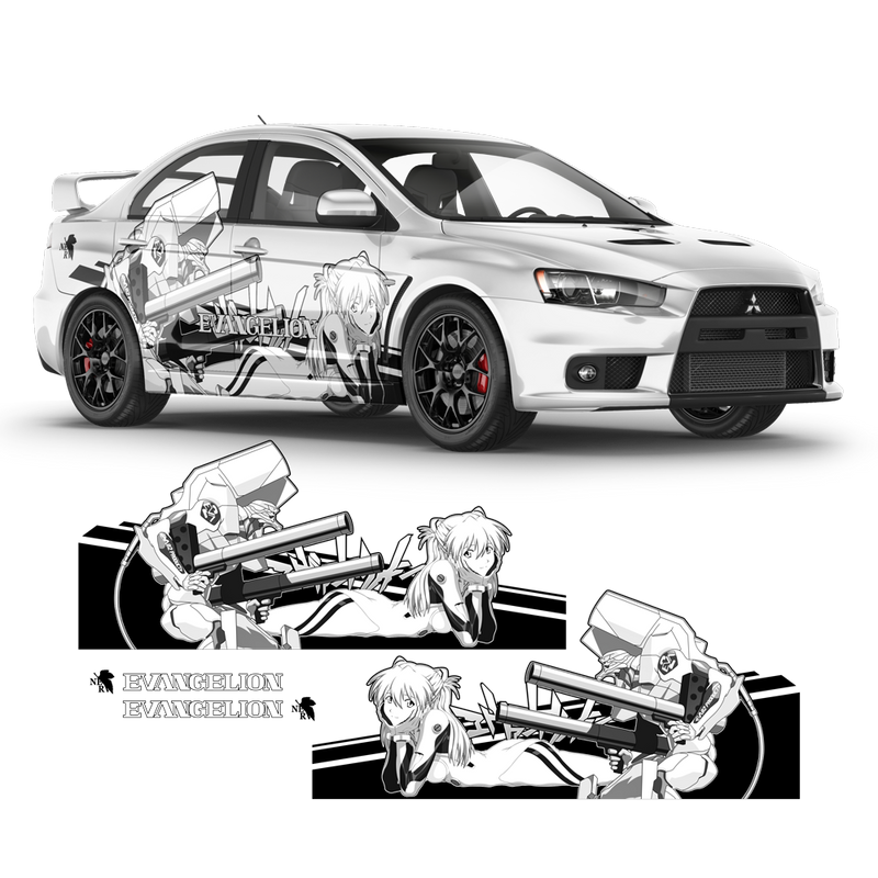 Itasha EVANGELION ASUKA Anime Style Side Graphics, for any Car Body