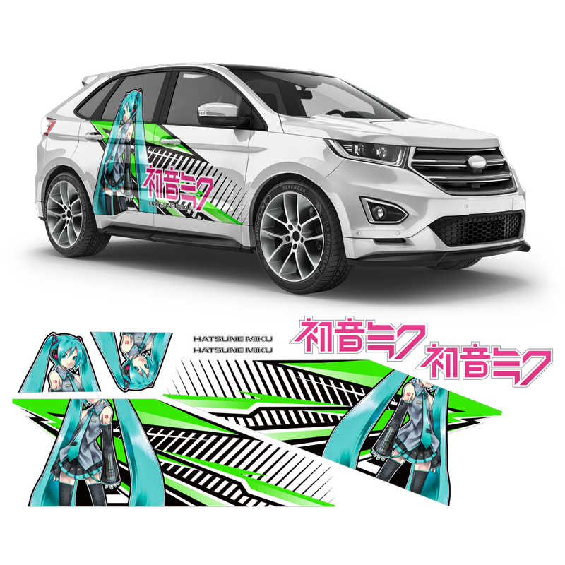 Itasha Hatsune Miku (VOCALOID) Anime Style Side Graphics, for any Car Body Decals - autodesign.shop