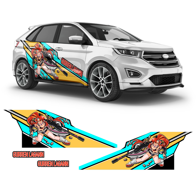 Itasha Yoko Littner (Gurren Lagann) Anime Style Side Graphics, for any Car Body Decals - autodesign.shop