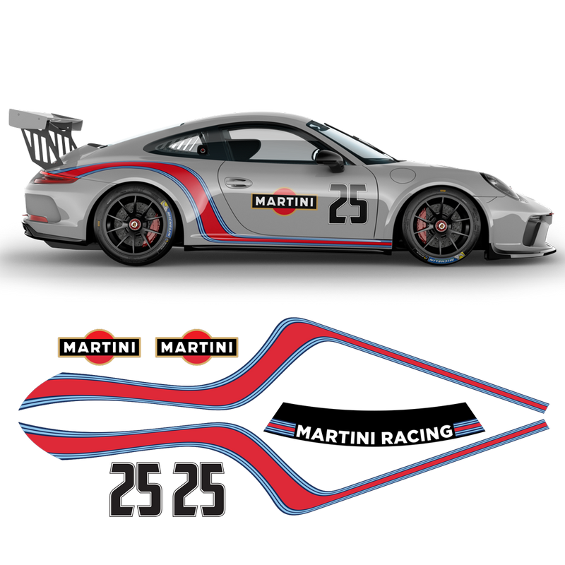 Curved Martini Side Stripes Graphic for Porsche Carrera / Carrera Turbo / Targa 2005 - 2021