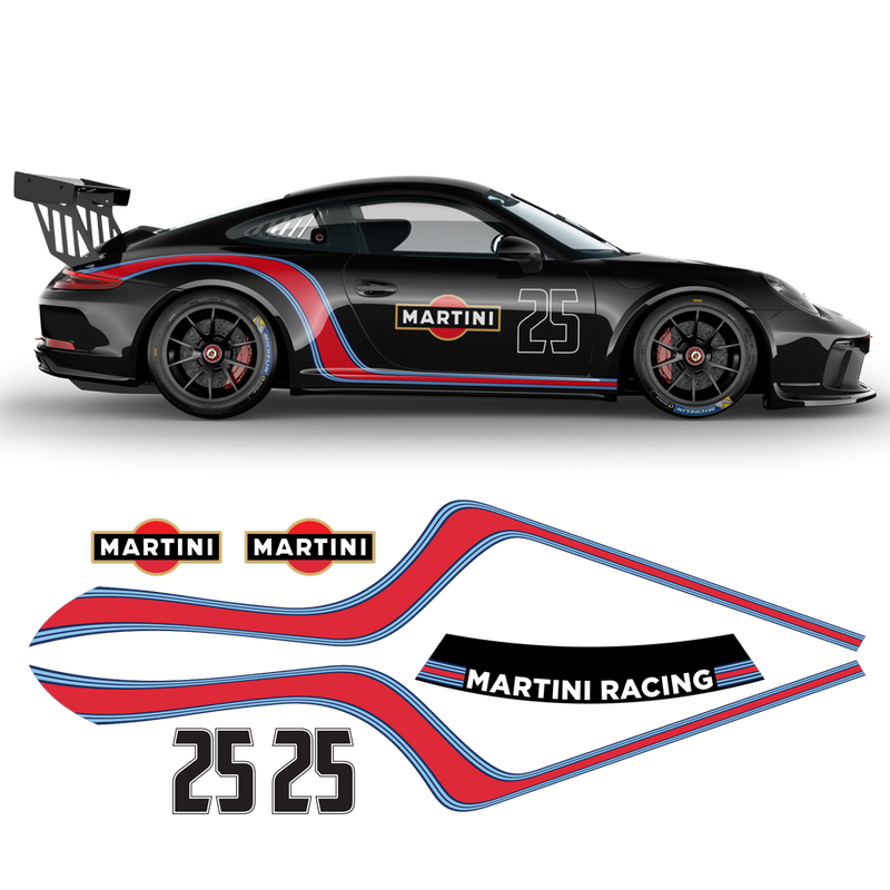 Curved Martini Side Stripes Graphic for Porsche Carrera / Carrera Turbo / Targa 2005 - 2021