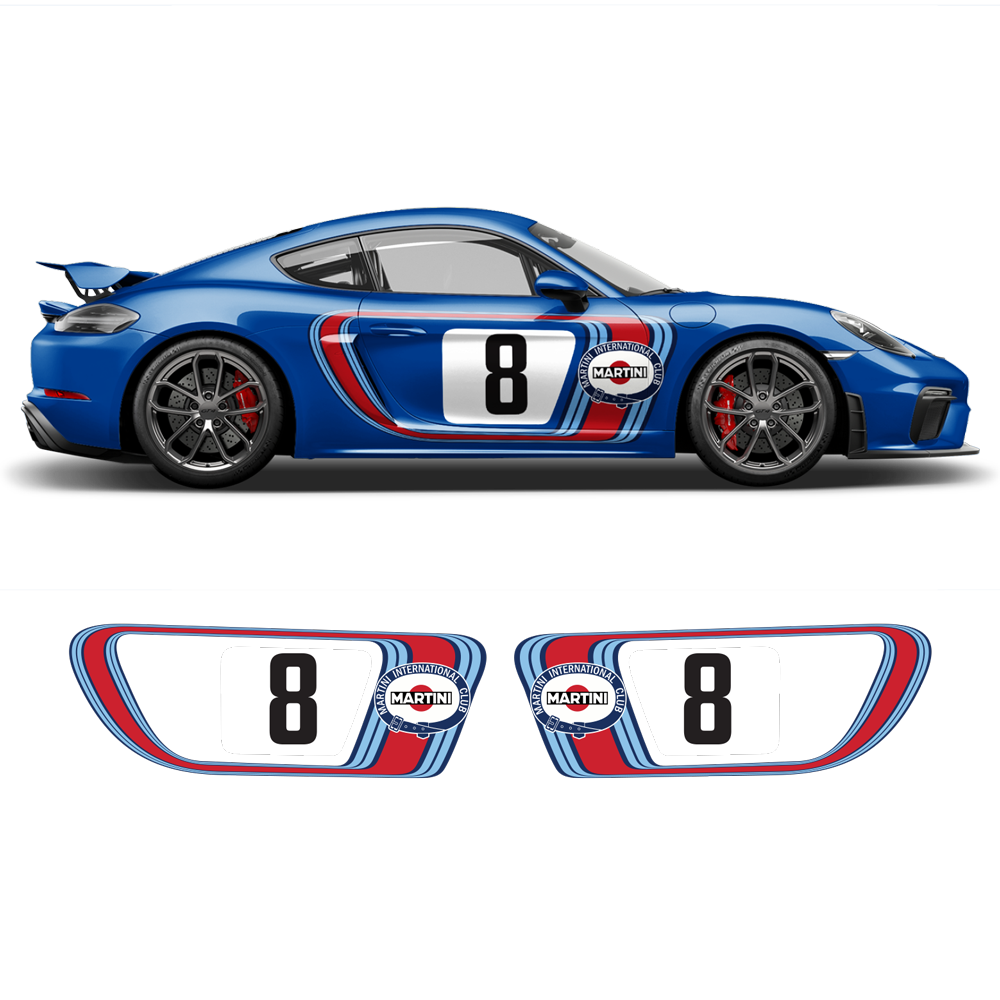 RETRO STYLE MARTINI RACING STRIPES SET, for CAYMAN 2005 - 2024