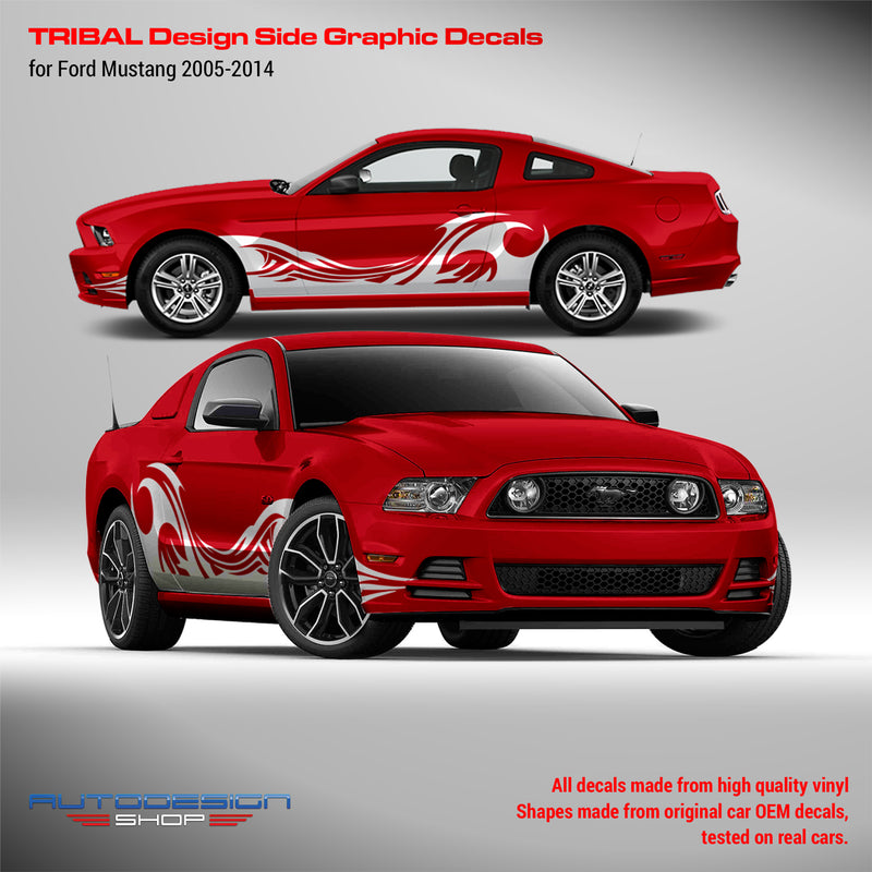 Ford Mustang 2005 - 2014 Tribal Design side decals set Decals - autodesign.shop