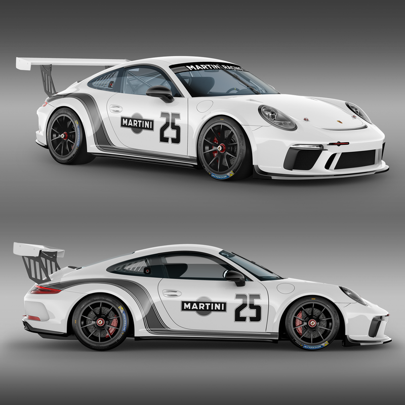 Curved Martini Side Stripes Graphic, for Porsche Carrera / Carrera Turbo / Targa 2005 - 2021 Decals - autodesign.shop