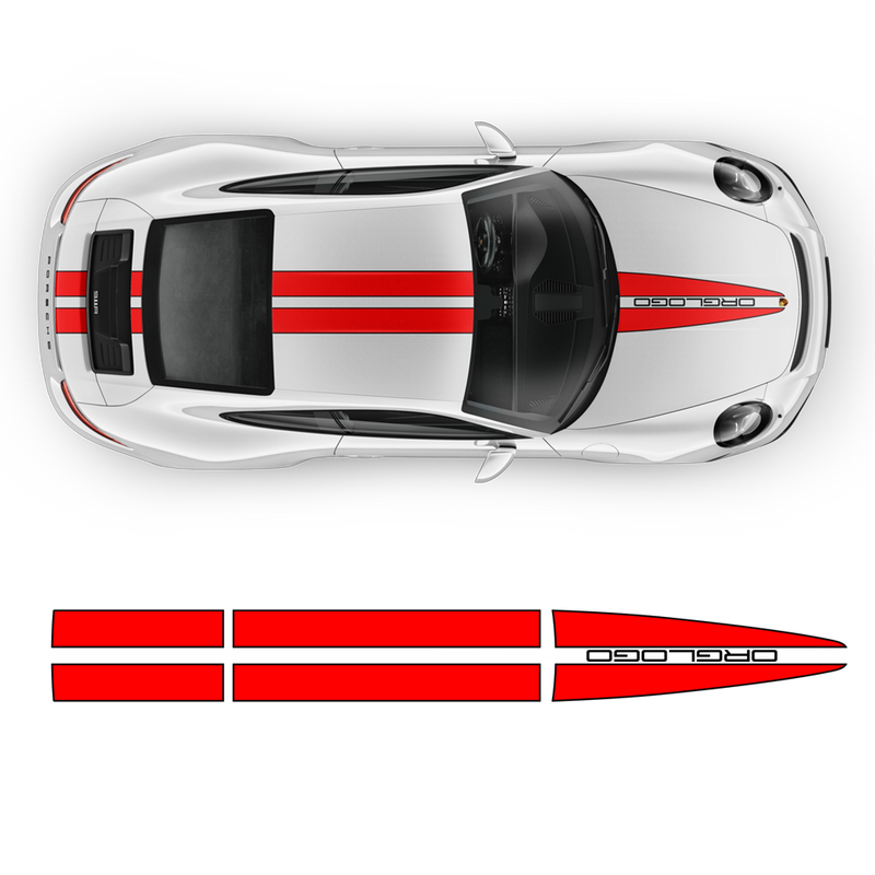 Dual Racing TOP Stripes two colors, for Carrera / Cayman / Boxster