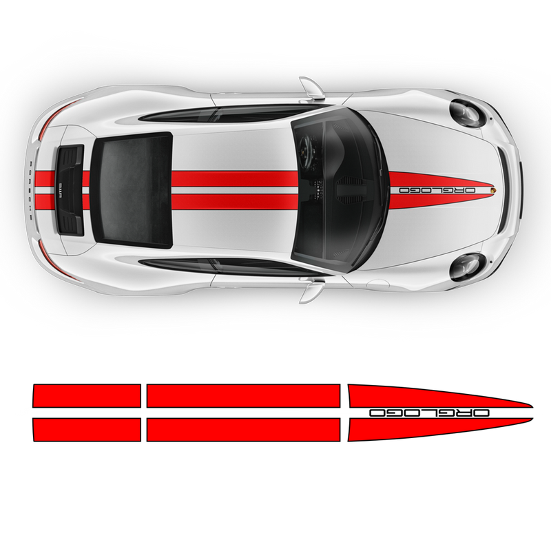 Dual Racing TOP Stripes two colors, for Carrera / Cayman / Boxster ...