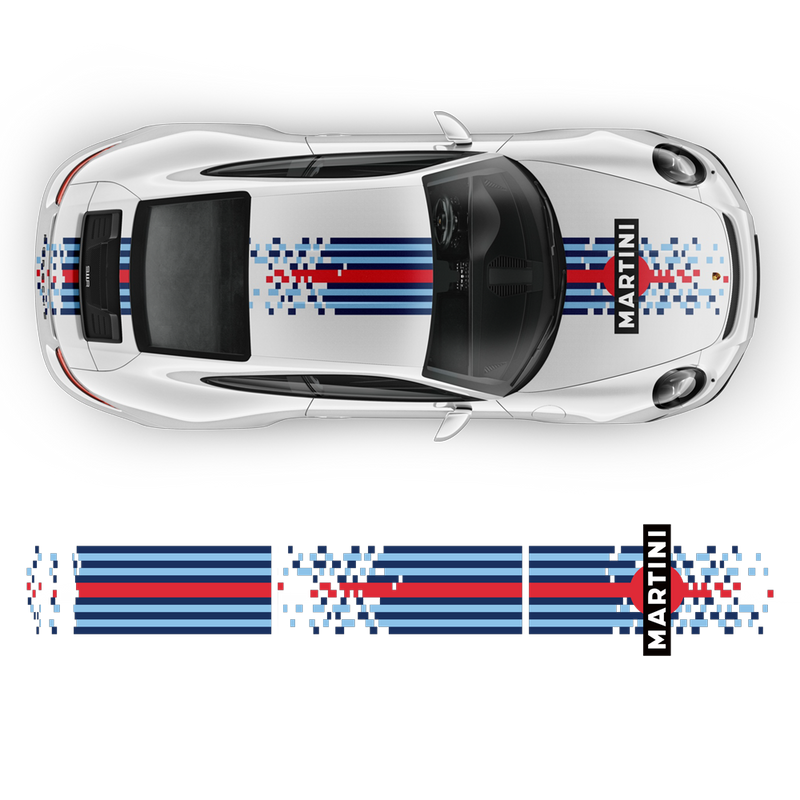 Martini Racing stripes set Pixelate style, for Carrera 1999 - 2023
