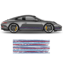 Scratched THIN Martini Racing stripes kit, Carrera / Cayman / Boxster Decals - autodesign.shop