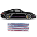 Scratched THIN Martini Racing stripes kit, Carrera / Cayman / Boxster Decals - autodesign.shop