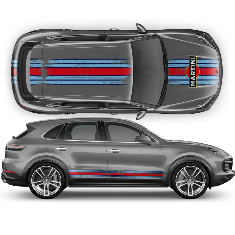 Martini Scratched Racing Stripes, Cayenne / Macan