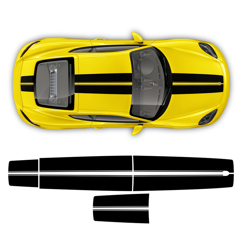 Exclusive Contoured Double Stripes Over The Top, Cayman / Boxster Decals - autodesign.shop