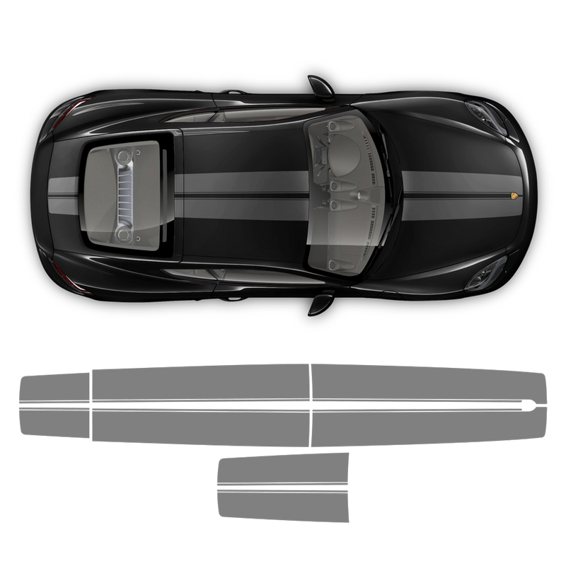 Exclusive Contoured Double Stripes Over The Top, Cayman / Boxster Decals - autodesign.shop