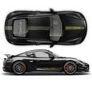 Scratched Two Colors Racing Stripes set, Cayman / Boxster 2005 - 2020 black / red