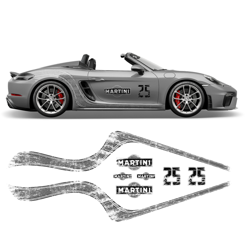 Scratched Curved Martini Side Stripes Graphic, for Cayman / Spyder