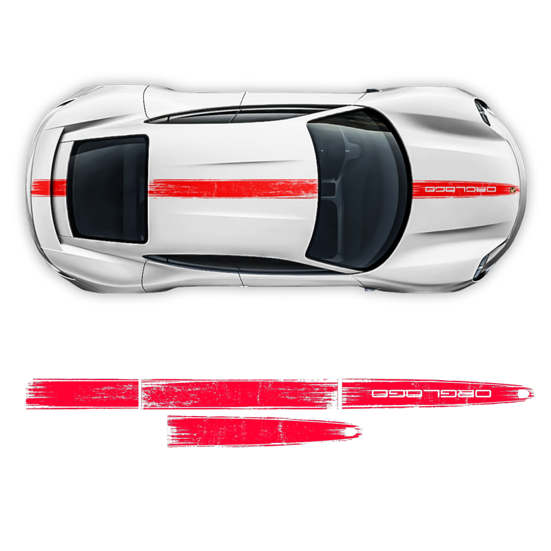 Scratched Racing stripes set, for Porsche Taycan