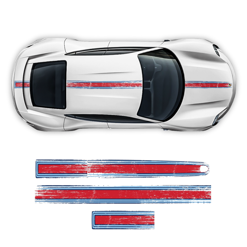 Scratched Thin Martini Racing Stripes Set, for Porsche Taycan
