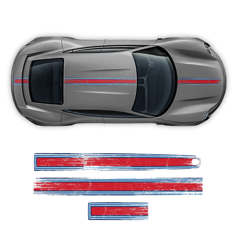 Scratched Thin Martini Racing Stripes Set, for Porsche Taycan
