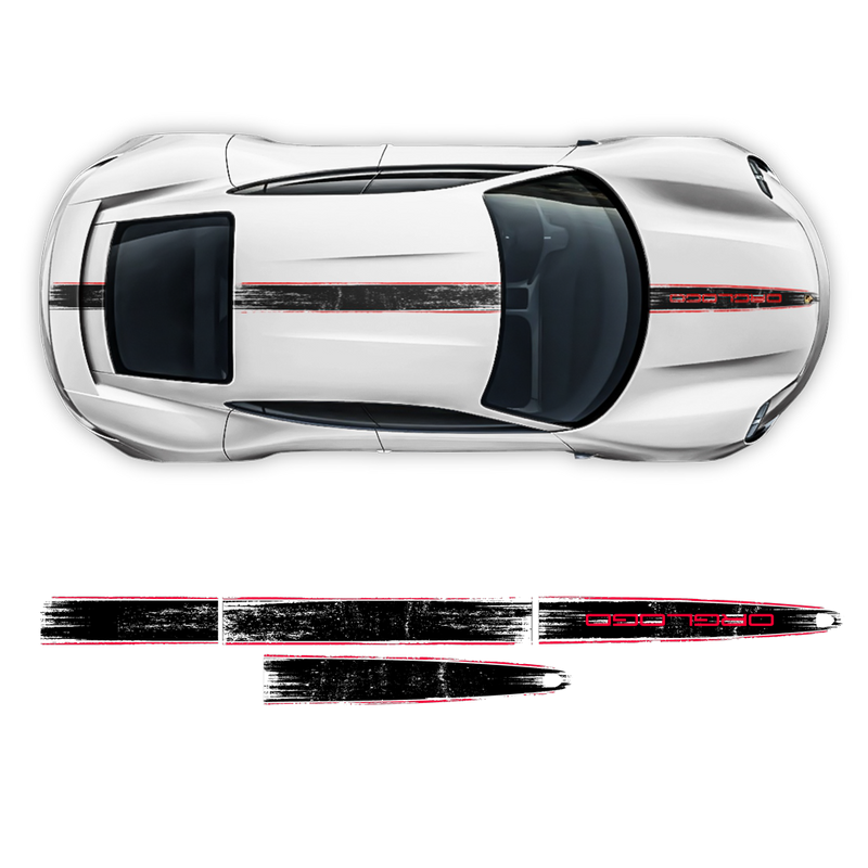 Scratched Racing stripes set two colors, for Porsche Taycan