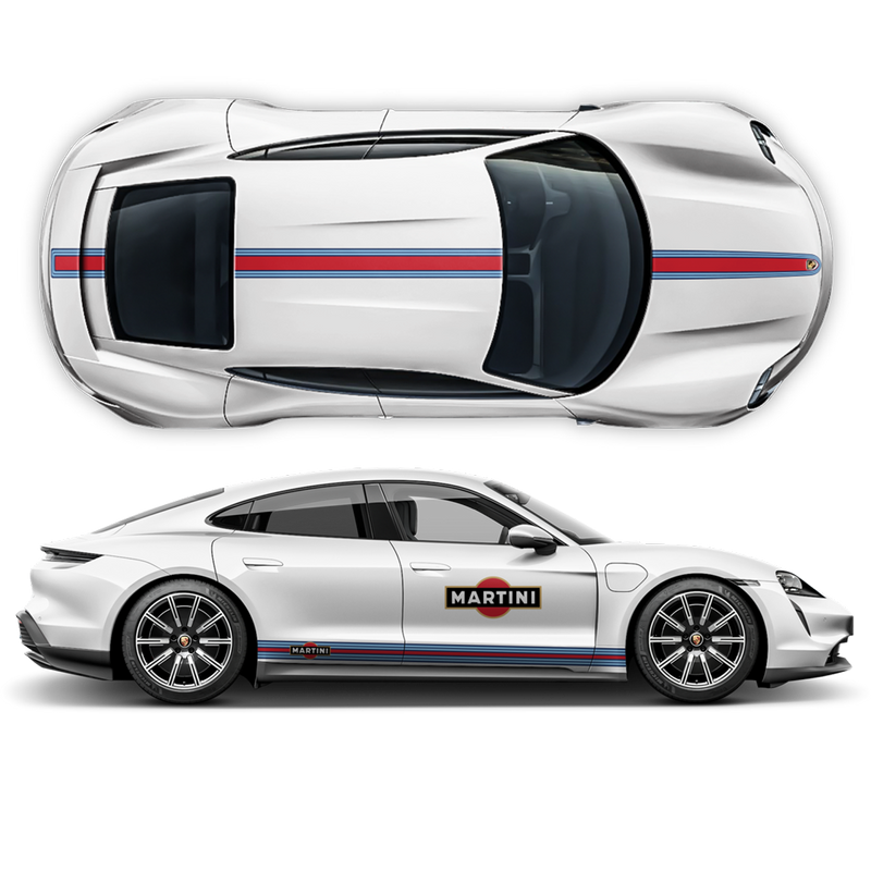 Thin Martini Racing Stripes Set, for Porsche Taycan