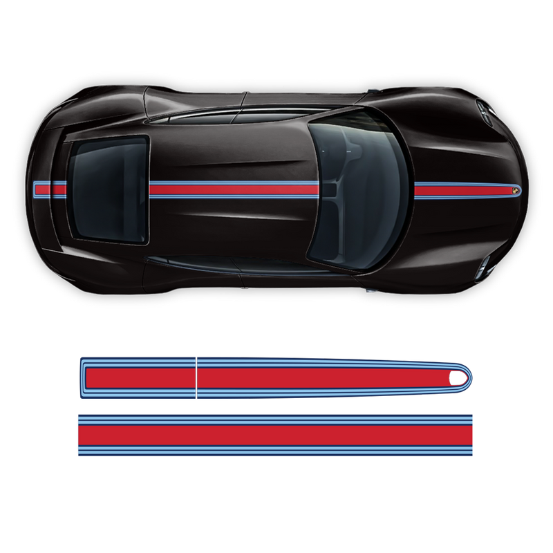 Thin Martini Racing Stripes Set, for Porsche Taycan