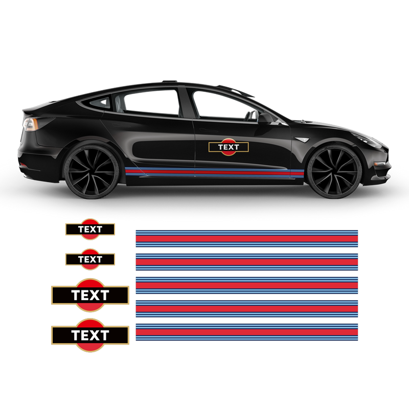 19' Martini Racing stripes, for Tesla Model3 Decals - autodesign.shop