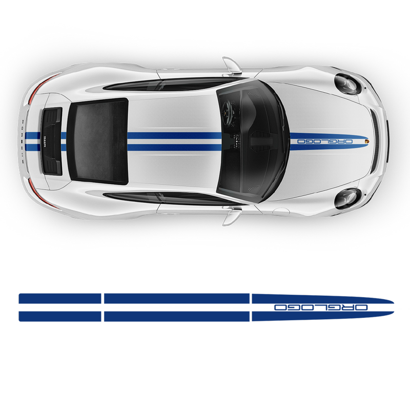 DUAL Thin Racing Stripes Over the Top, Carrera / Cayman / Boxster 2005 - 2018 black